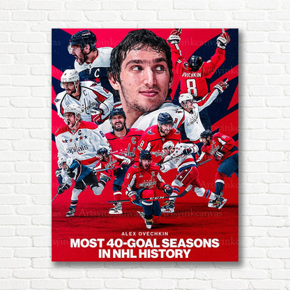 Alex Ovechkin 40 goal seasons Washington Capitals canvas print