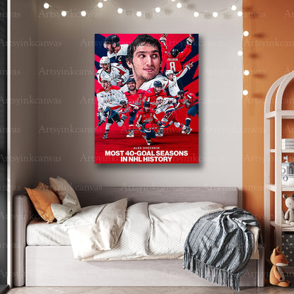 Premium Alex Ovechkin 40 goal seasons canvas print