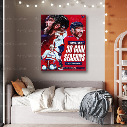 Premium Alex Ovechkin hockey milestone canvas print