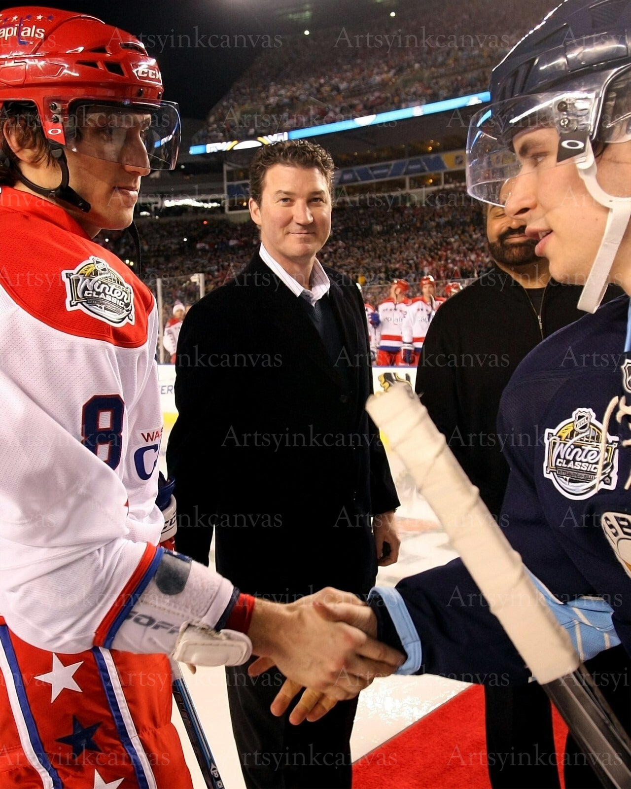 Alex Ovechkin Sidney Crosby 2011 Winter Classic canvas wall art