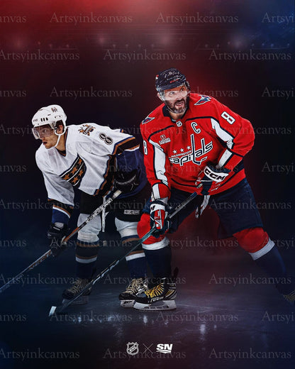 Alex Ovechkin Then and Now 2024 Season canvas wall art