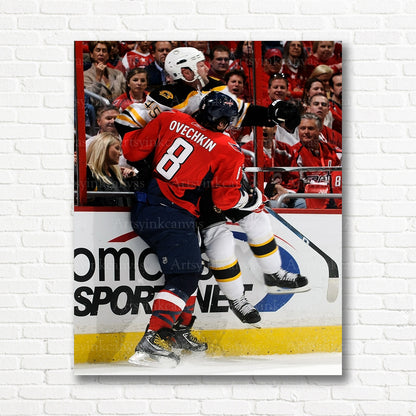 Alex Ovechkin body check Capitals canvas print