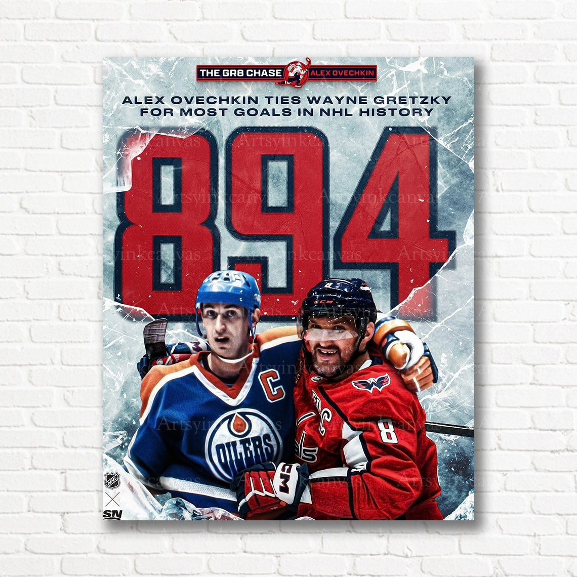 Alex Ovechkin 894th goal Washington Capitals canvas print