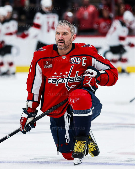 Alex Ovechkin Year 20 Warmups canvas wall art