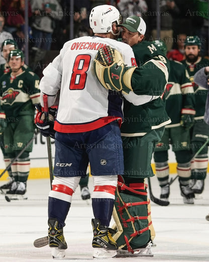 Alex Ovechkin and Marc-Andre Fleury final game Capitals Wild canvas wall art