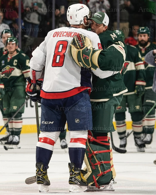 Alex Ovechkin and Marc-Andre Fleury final game Capitals Wild canvas wall art