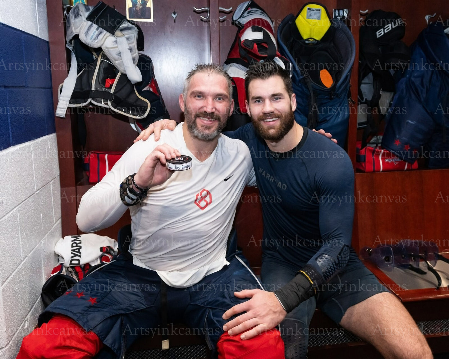 Alex Ovechkin Tom Wilson ties Gretzky 894 Capitals canvas wall art
