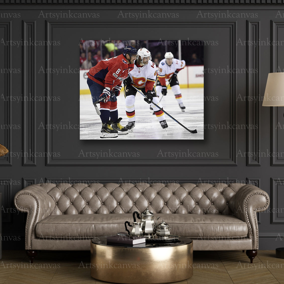 Premium NHL legends faceoff canvas print