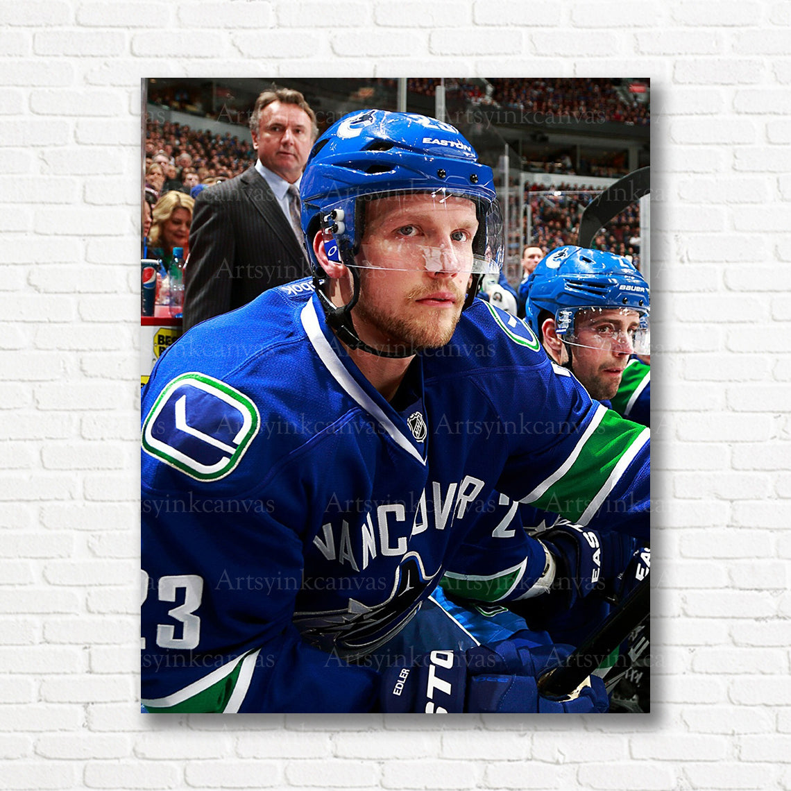 Alexander Edler Vancouver Canucks bench canvas print