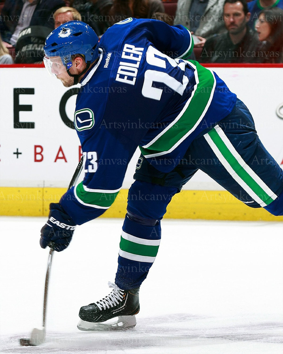 Alexander Edler slapshot action Vancouver Canucks canvas wall art