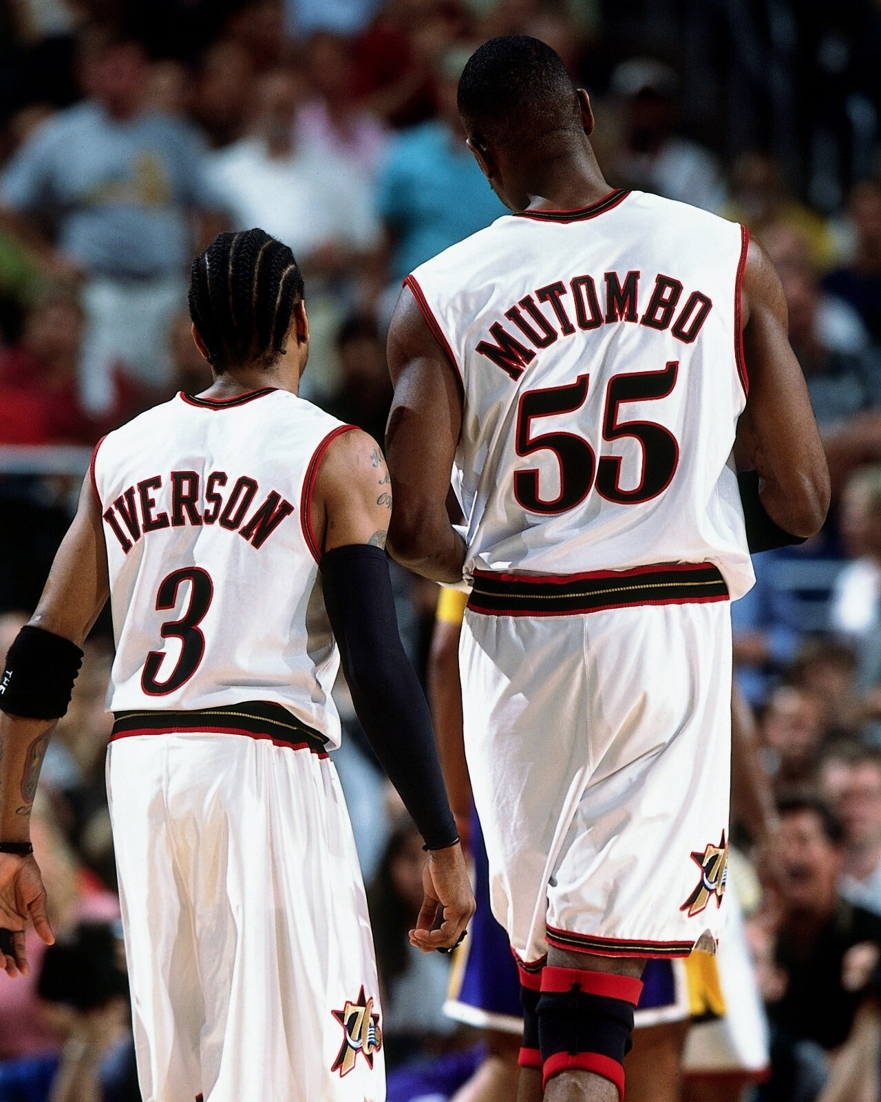 Allen Iverson and Dikembe Mutombo Philadelphia 76ers canvas wall art
