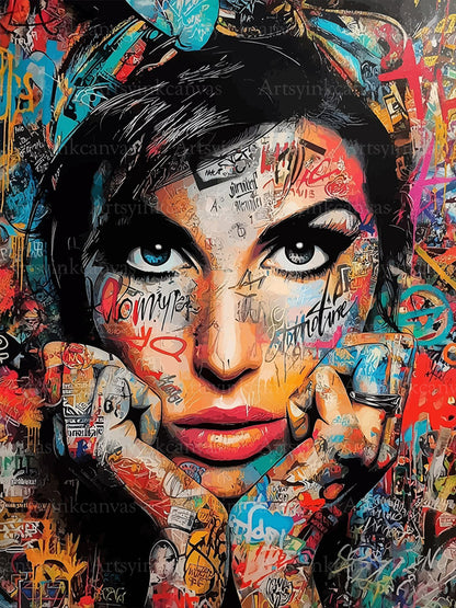 Amy Winehouse graffiti canvas wall art
