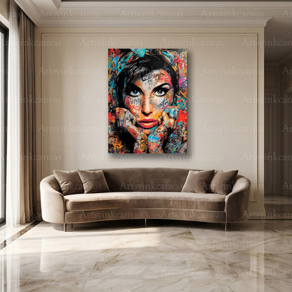 Amy Winehouse soul singer street art wall decor