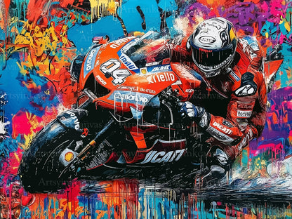 Andrea Dovizioso graffiti canvas wall art