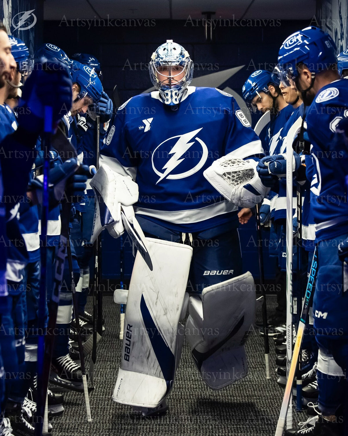 Andrei Vasilevskiy walking down the tunnel Tampa Bay Lightning canvas wall art