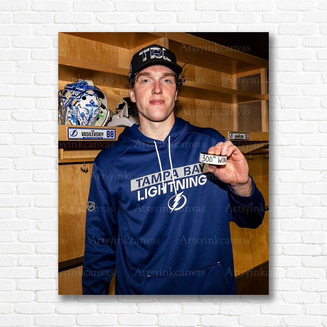 Andrei Vasilevskiy 300 NHL wins Lightning canvas print