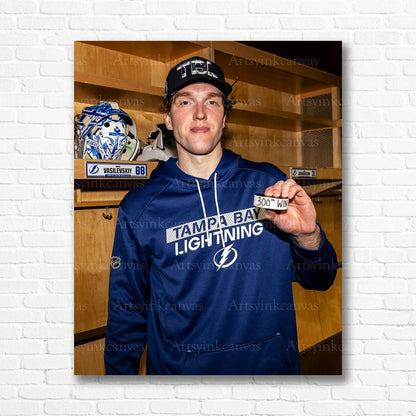 Andrei Vasilevskiy 300 NHL wins Lightning canvas print