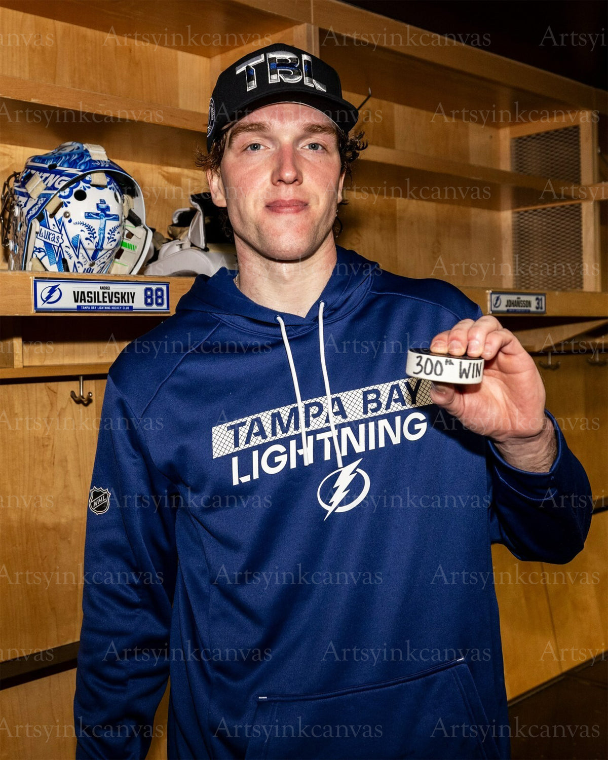 Andrei Vasilevskiy 300 career wins Tampa Bay Lightning canvas wall art