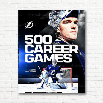 Andrei Vasilevskiy 500 NHL games Lightning canvas print
