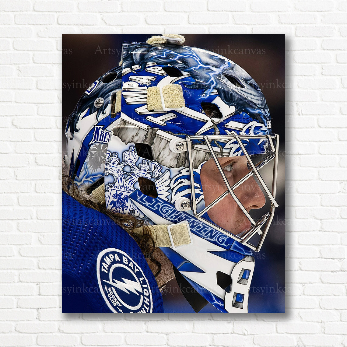 Andrei Vasilevskiy Lightning goalie mask canvas print