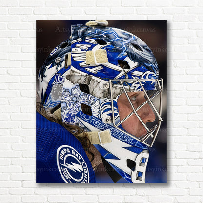 Andrei Vasilevskiy Lightning goalie mask canvas print