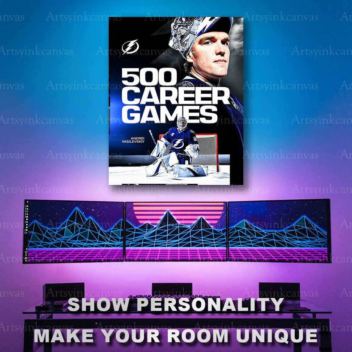 Andrei Vasilevskiy career milestone hockey artwork