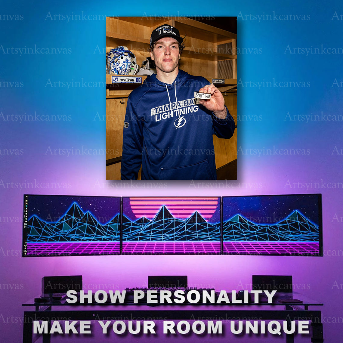 Andrei Vasilevskiy career milestone hockey artwork