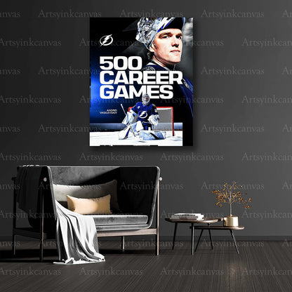 Andrei Vasilevskiy goalie milestone collector canvas art