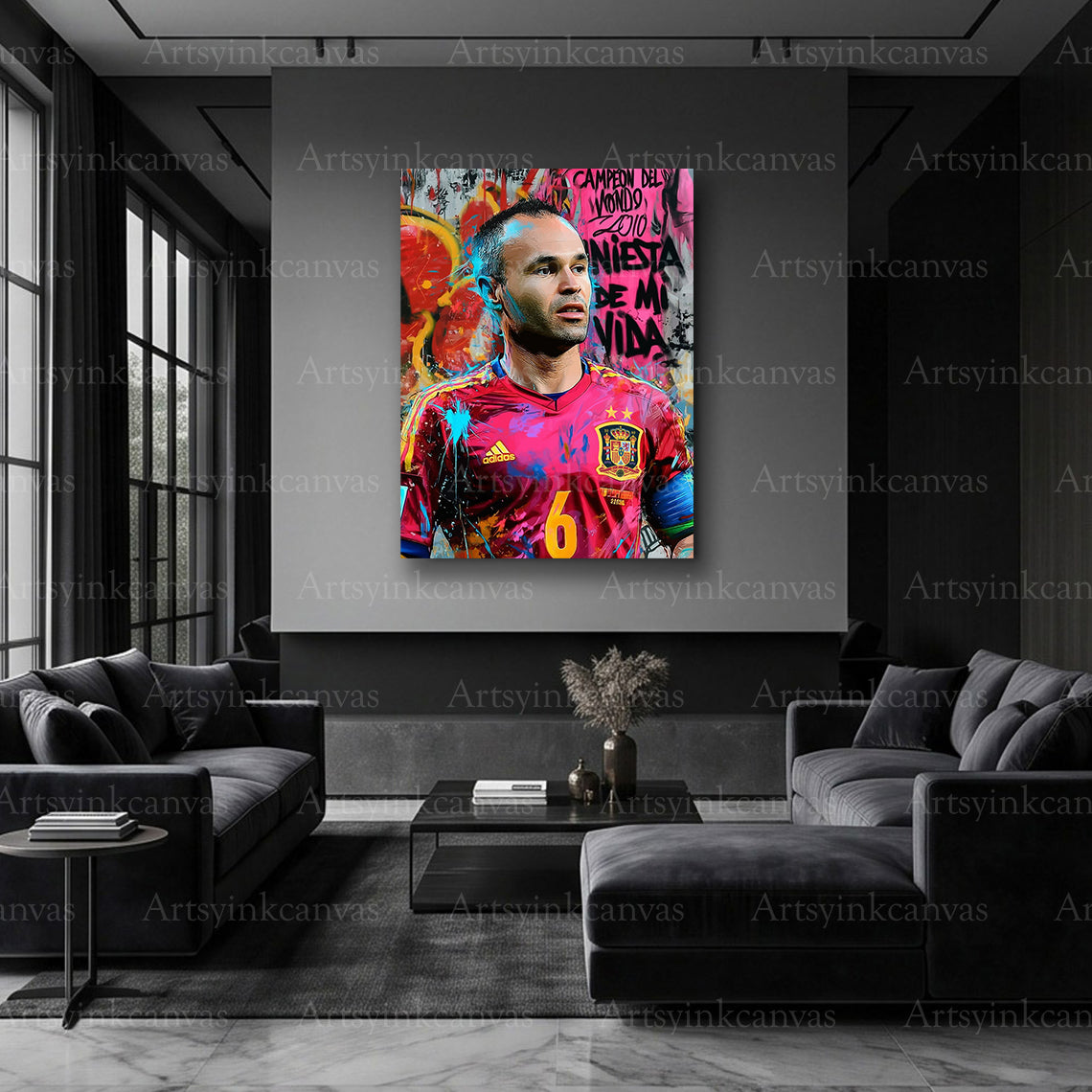 Andrés Iniesta South Africa 2010 soccer artwork