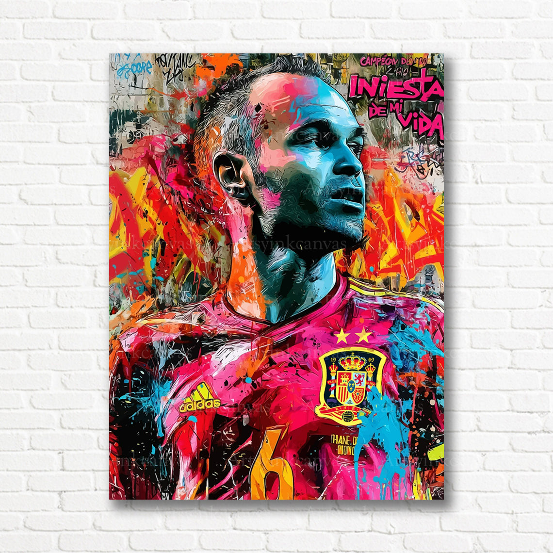 Andrés Iniesta number 6 graffiti canvas print