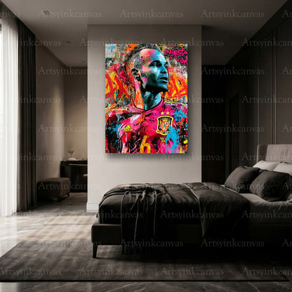 Premium Andrés Iniesta graffiti wall art