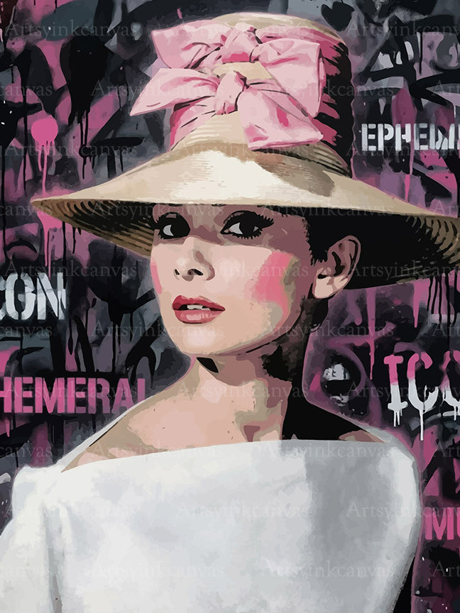 Audrey Glamour en Rosa canvas wall art