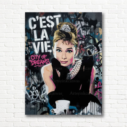 Audrey Hepburn Cest La Vie canvas print