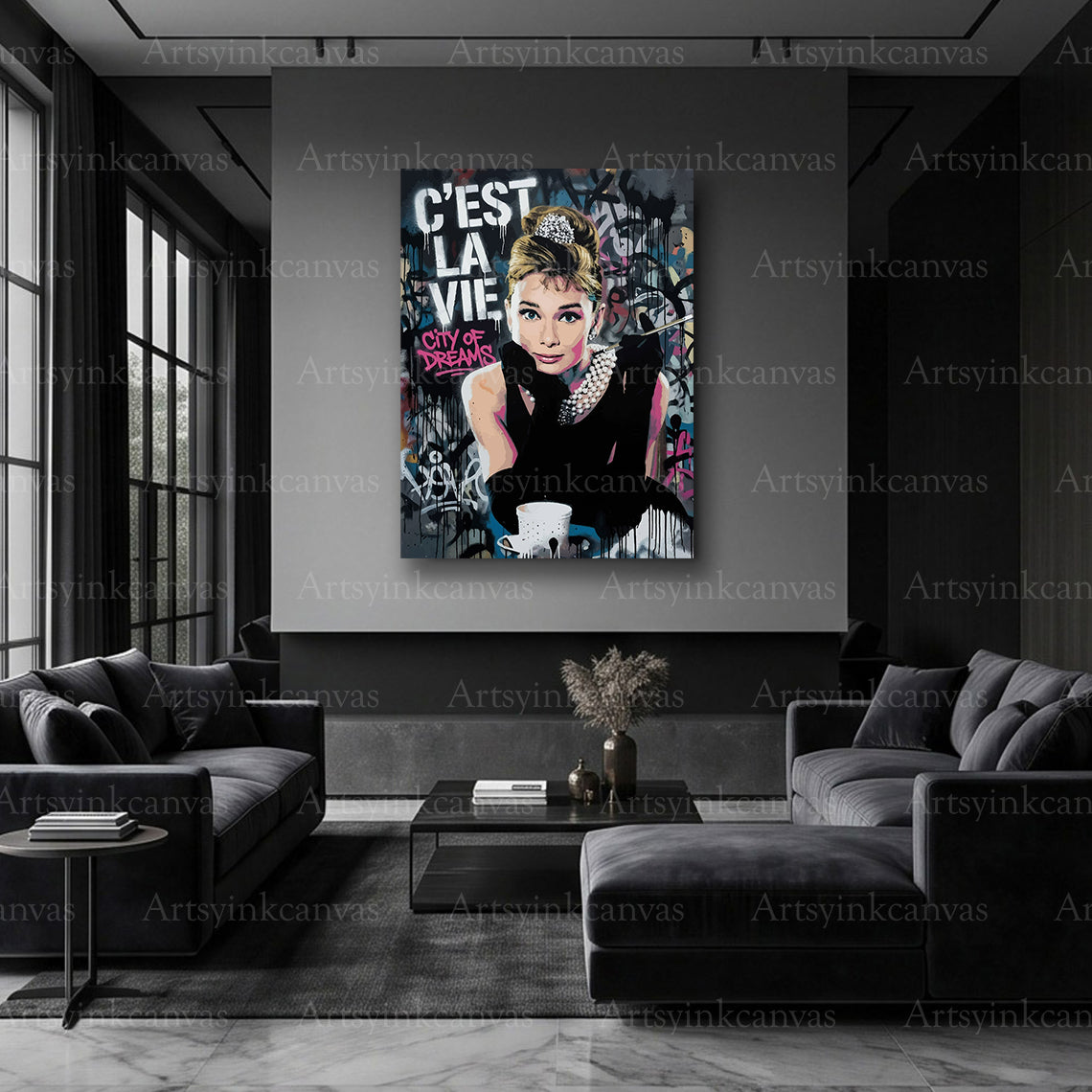 Audrey Hepburn Parisian-inspired artwork