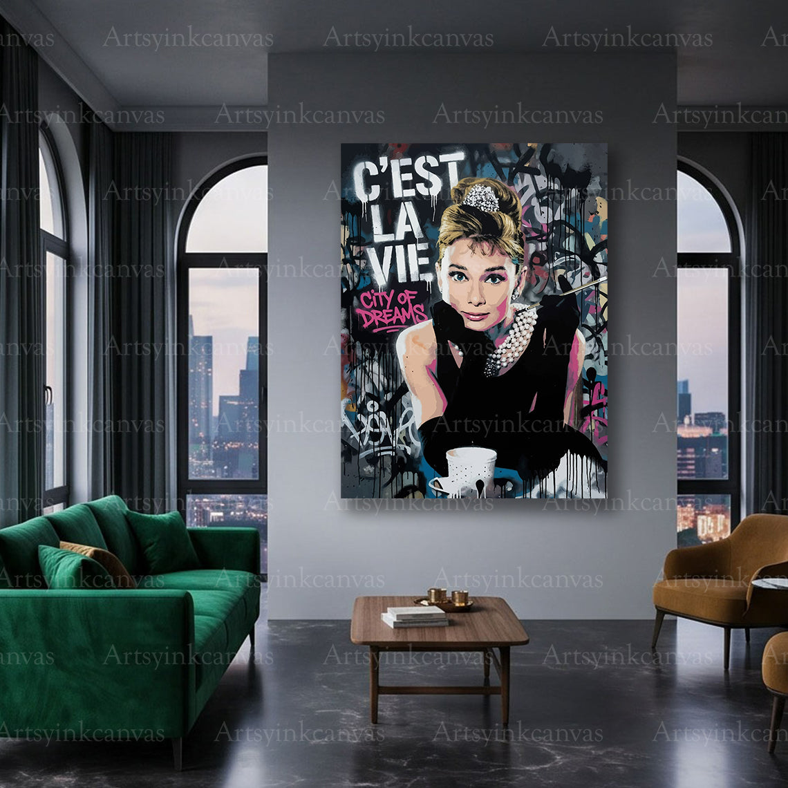 Audrey Hepburn vintage glamour canvas art
