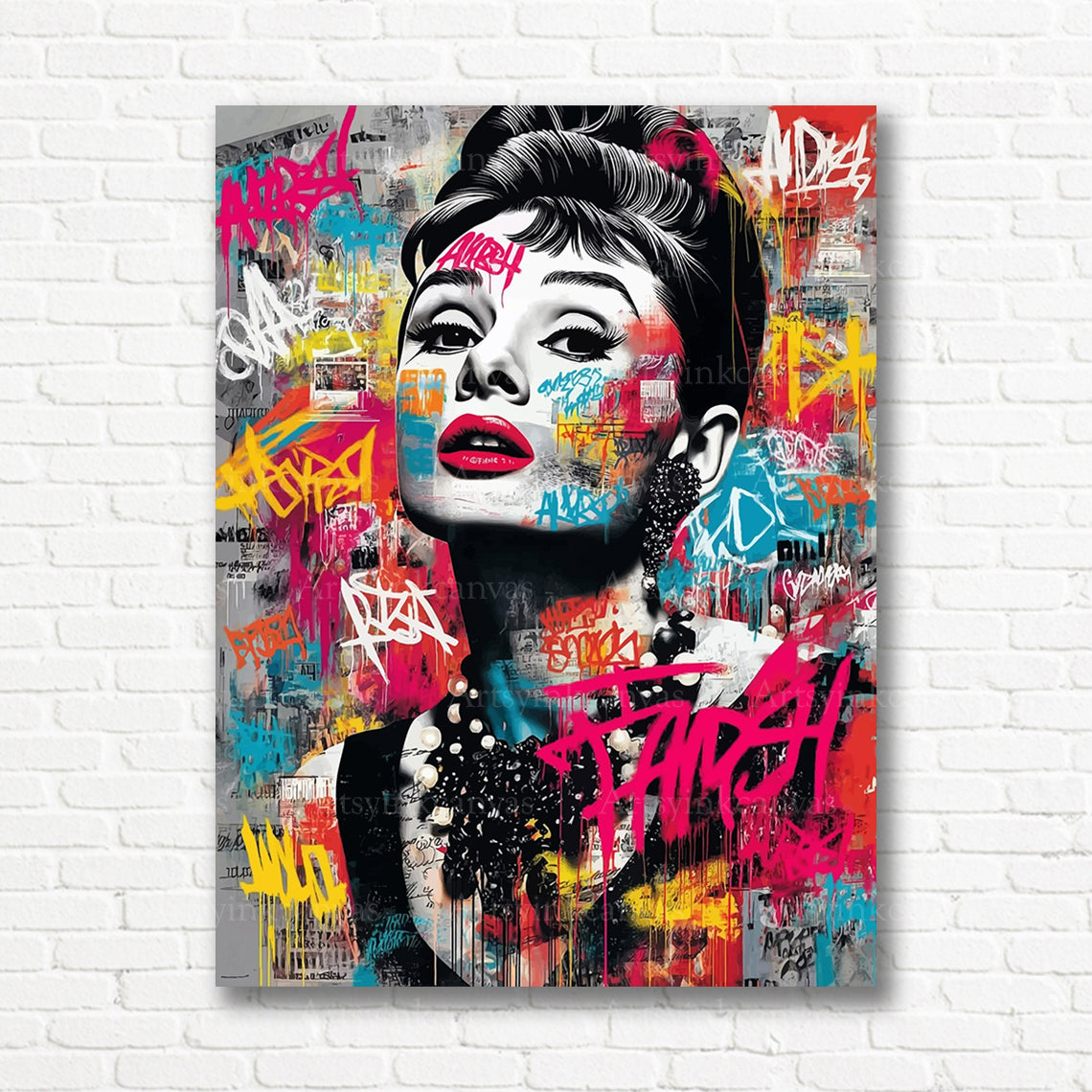 Audrey Hepburn Hollywood inspired canvas wall art