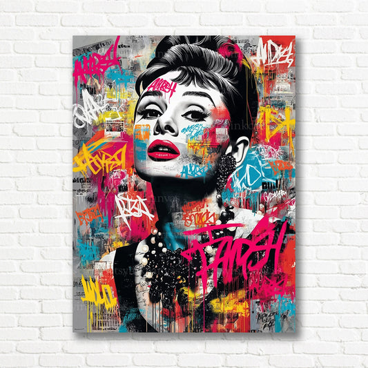 Audrey Hepburn Hollywood inspired canvas wall art