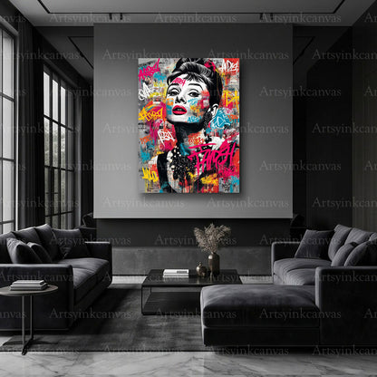 Audrey Hepburn classic glamour wall decor for modern interiors