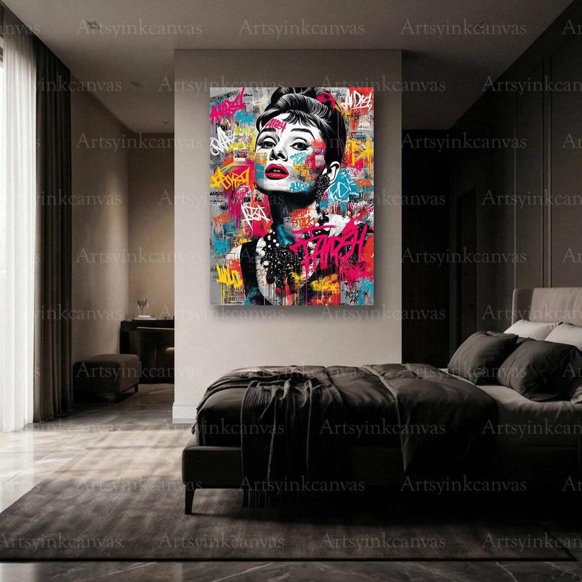 Audrey Hepburn luxury inspired canvas wall art for home decor