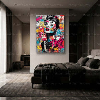 Audrey Hepburn luxury inspired canvas wall art for home decor