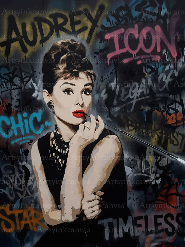 Audrey Hepburn Elegancia Urbana canvas wall art