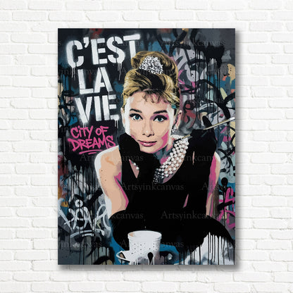 Audrey Hepburn iconic Hollywood canvas print