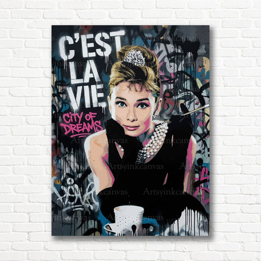 Audrey Hepburn iconic Hollywood canvas print