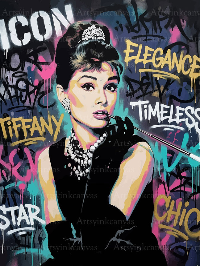 Audrey Hepburn Tiffany Glamour graffiti canvas wall art