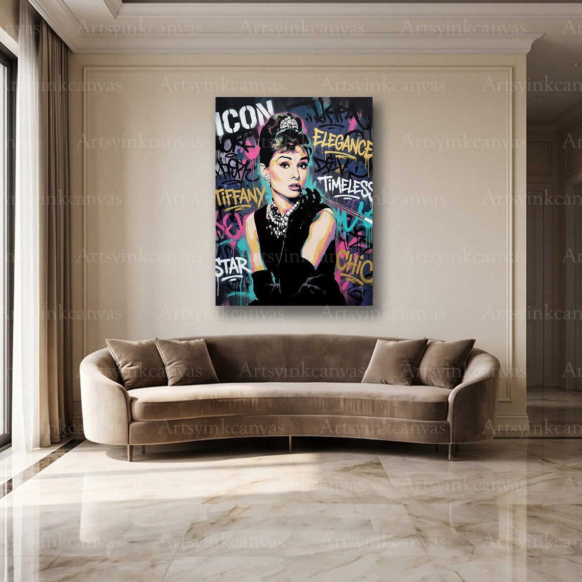 Audrey Hepburn Hollywood glamour graffiti artwork