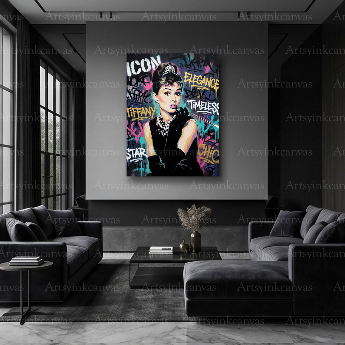 Audrey Hepburn luxury fashion wall decor
