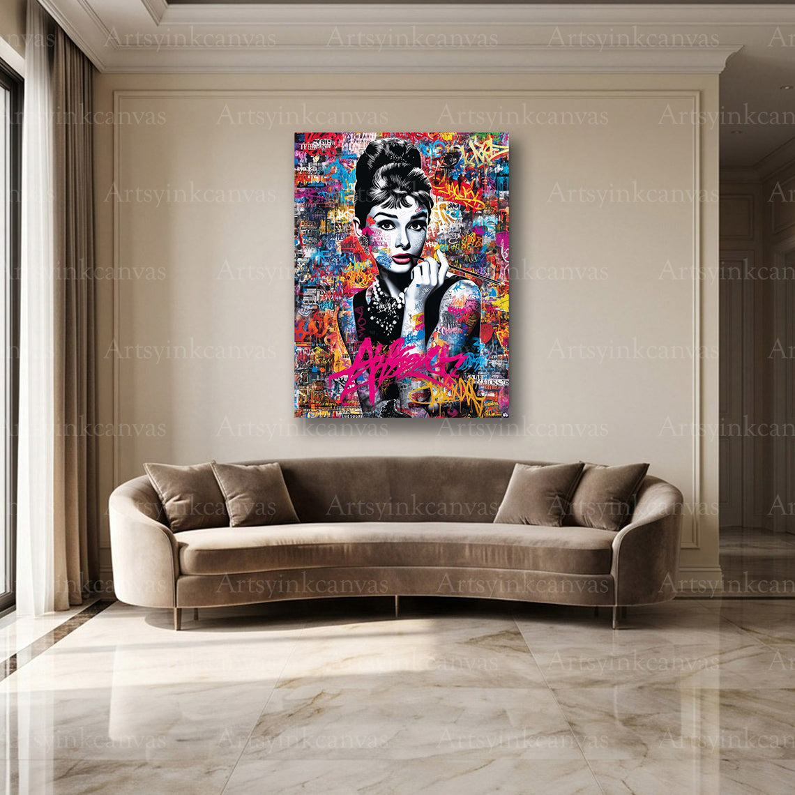 Timeless Audrey Hepburn wall decor for elegant modern interiors