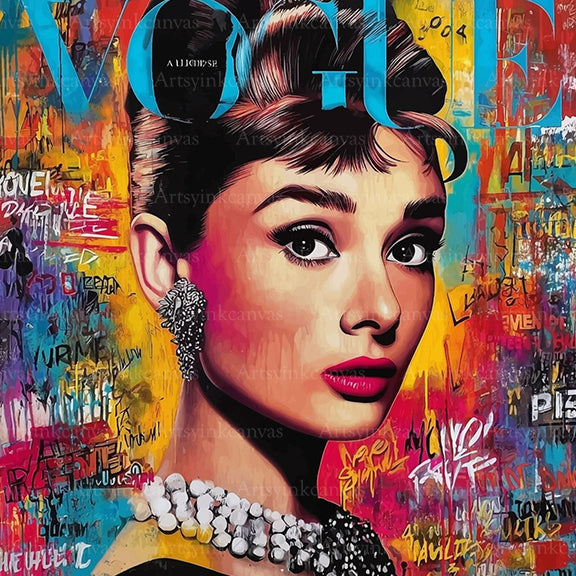 Audrey Hepburn Vogue graffiti art canvas wall art