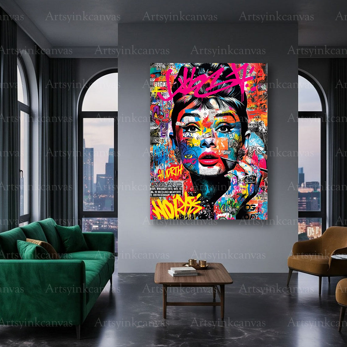 Audrey Hepburn celebrity portrait canvas art