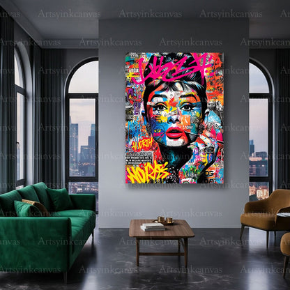 Audrey Hepburn celebrity portrait canvas art